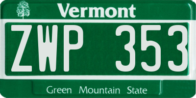 VT license plate ZWP353