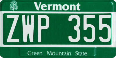 VT license plate ZWP355