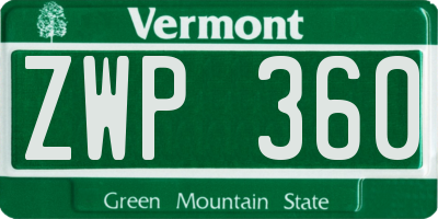 VT license plate ZWP360