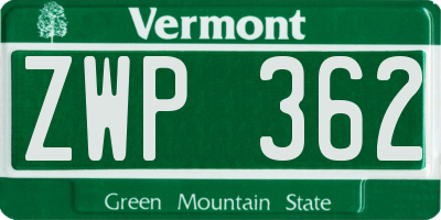 VT license plate ZWP362