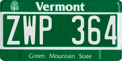 VT license plate ZWP364
