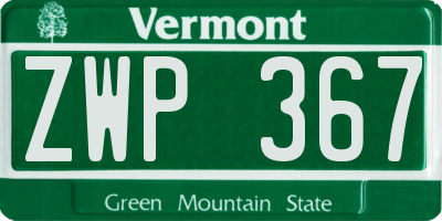 VT license plate ZWP367