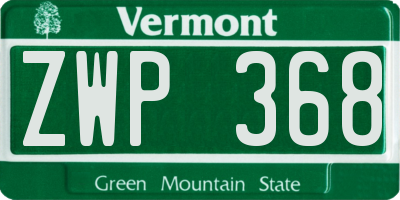 VT license plate ZWP368