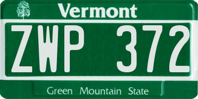VT license plate ZWP372