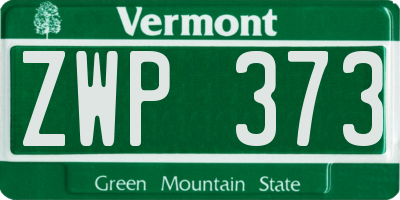 VT license plate ZWP373