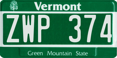 VT license plate ZWP374