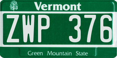 VT license plate ZWP376