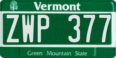 VT license plate ZWP377
