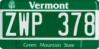 VT license plate ZWP378