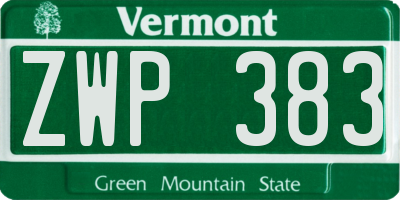 VT license plate ZWP383