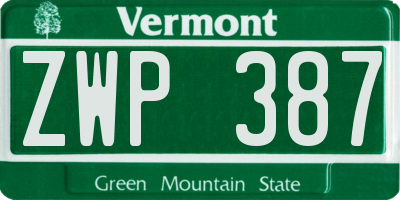 VT license plate ZWP387