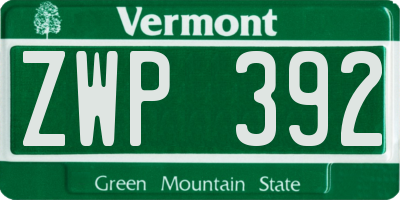 VT license plate ZWP392
