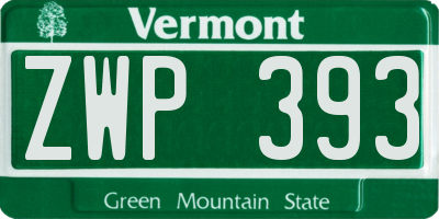 VT license plate ZWP393