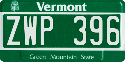 VT license plate ZWP396
