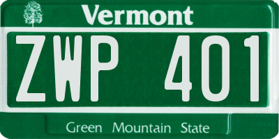 VT license plate ZWP401