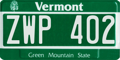 VT license plate ZWP402