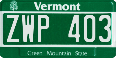 VT license plate ZWP403