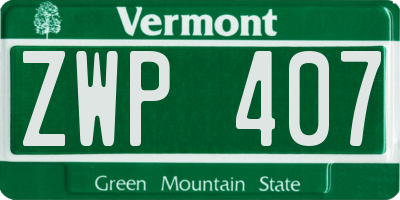 VT license plate ZWP407