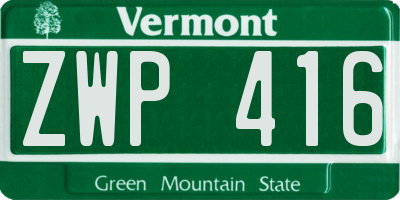 VT license plate ZWP416