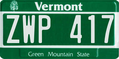 VT license plate ZWP417