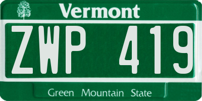VT license plate ZWP419