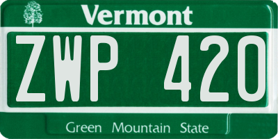 VT license plate ZWP420