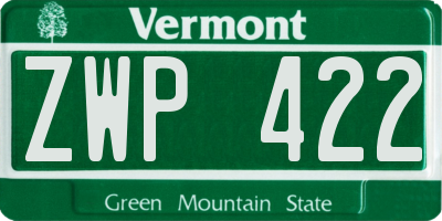 VT license plate ZWP422