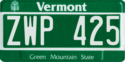 VT license plate ZWP425