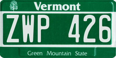 VT license plate ZWP426