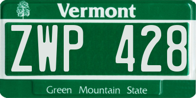 VT license plate ZWP428