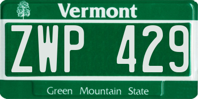VT license plate ZWP429