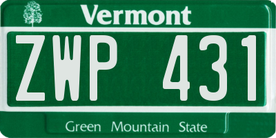 VT license plate ZWP431