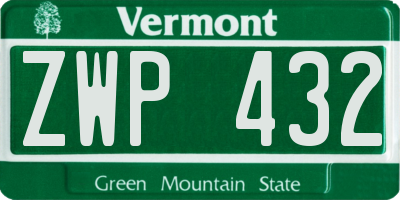 VT license plate ZWP432