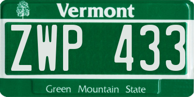 VT license plate ZWP433