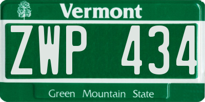 VT license plate ZWP434