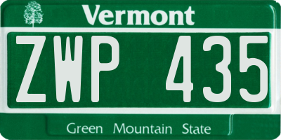 VT license plate ZWP435