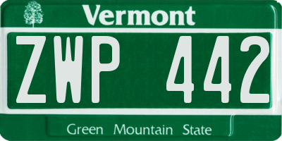 VT license plate ZWP442