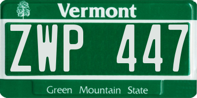 VT license plate ZWP447