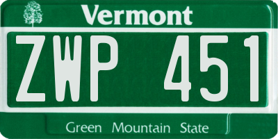 VT license plate ZWP451
