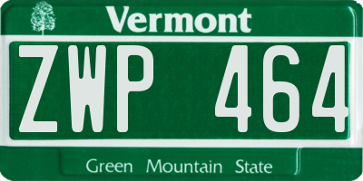 VT license plate ZWP464