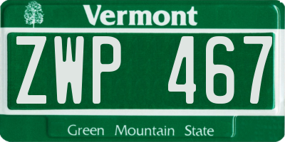 VT license plate ZWP467