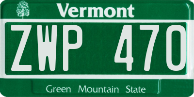 VT license plate ZWP470