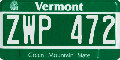VT license plate ZWP472