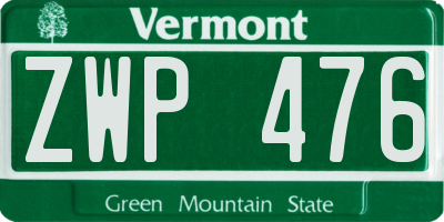VT license plate ZWP476