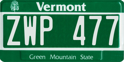 VT license plate ZWP477