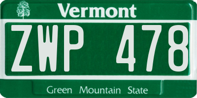 VT license plate ZWP478