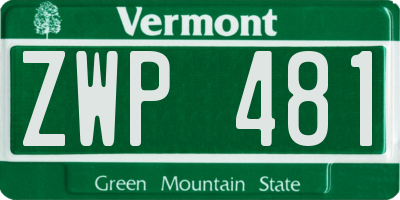 VT license plate ZWP481