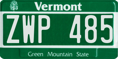 VT license plate ZWP485