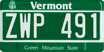 VT license plate ZWP491