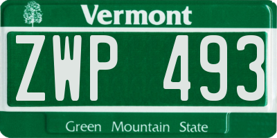 VT license plate ZWP493